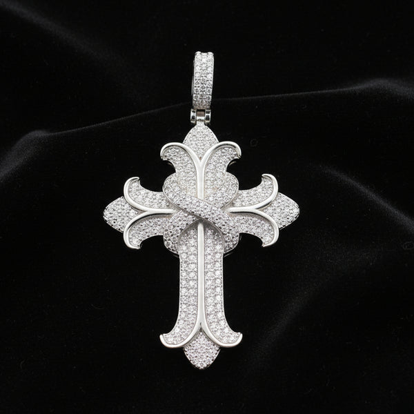 Moissanite 1.5 ctw Iced Gothic Cross Pendant