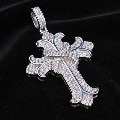 Moissanite 1.5 ctw Iced Gothic Cross Pendant