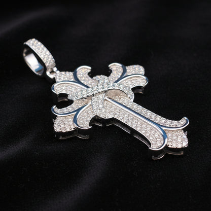 Moissanite 1.5 ctw Iced Gothic Cross Pendant