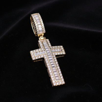 Moissanite 1.82 ctw Two Tone Diamond Cross Pendant