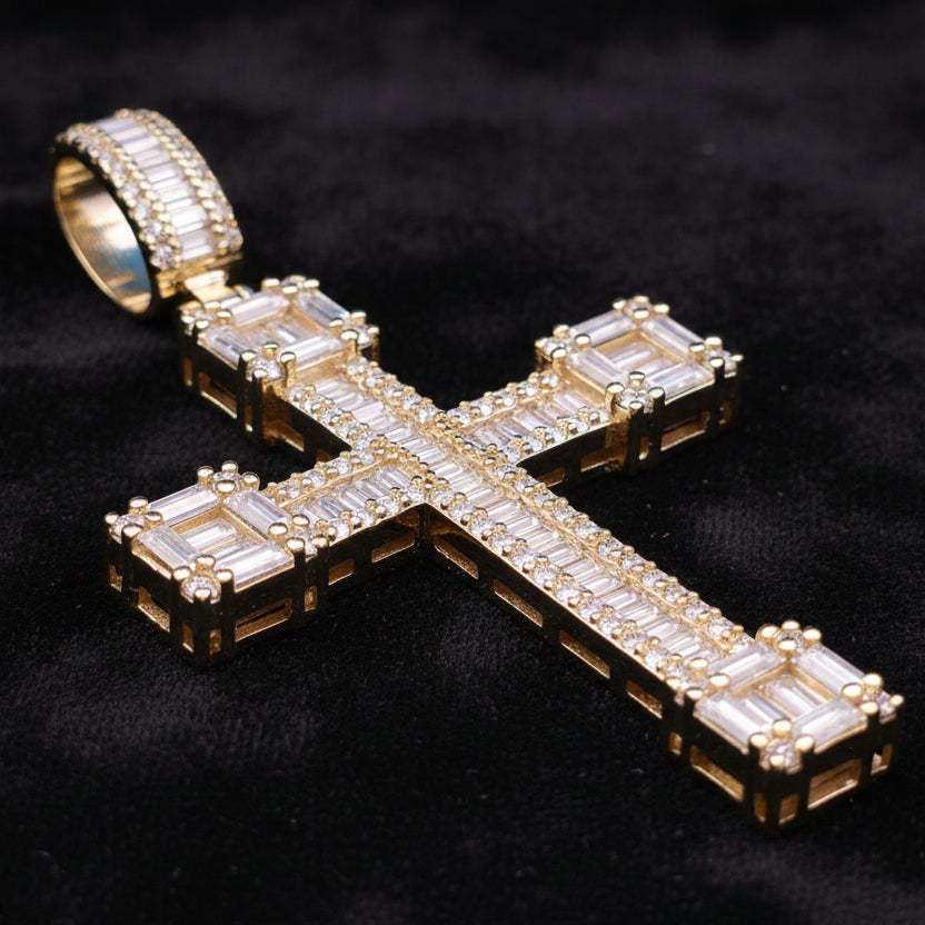 Moissanite 4.45 ctw Stunning Baguette Cross pendant