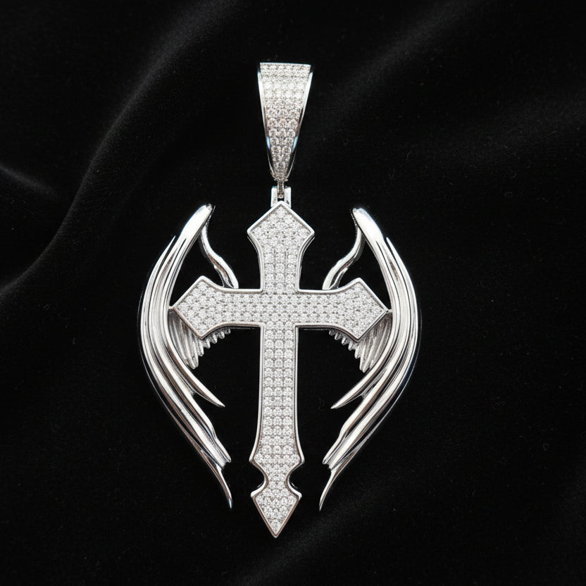 Moissanite 3.13 ctw Wings Cross Pendant