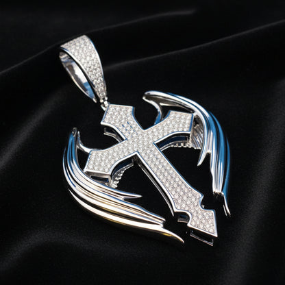 Moissanite 3.13 ctw Wings Cross Pendant
