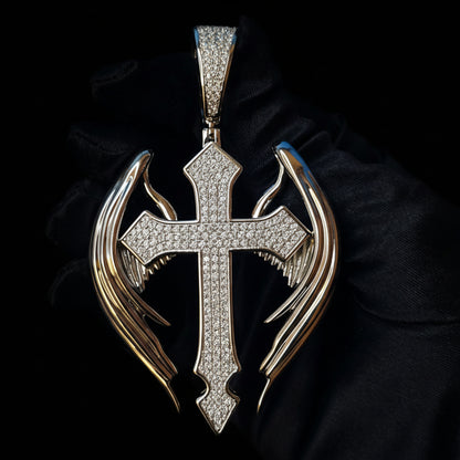 Moissanite 3.13 ctw Wings Cross Pendant
