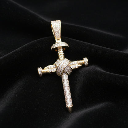 Moissanite 0.97 ctw Screw Nail Cross Pendant