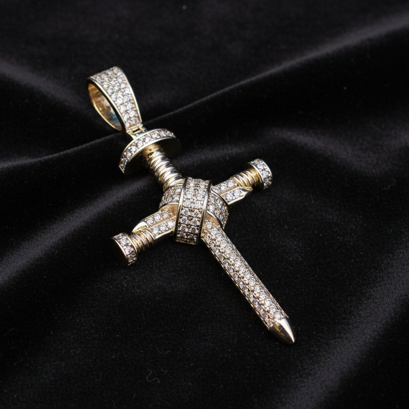 Moissanite 0.97 ctw Screw Nail Cross Pendant