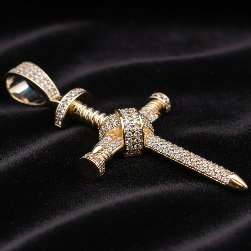 Moissanite 0.97 ctw Screw Nail Cross Pendant