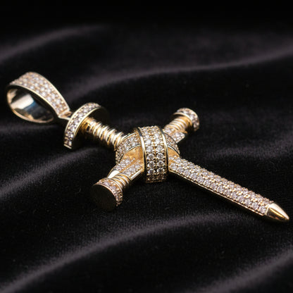 Moissanite 0.97 ctw Screw Nail Cross Pendant