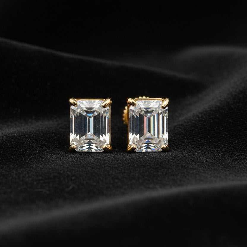 Moissanite 3.00 ctw Emerald Cut Earrings
