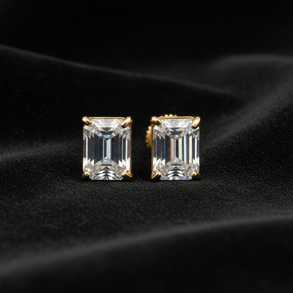 Moissanite 3.00 ctw Emerald Cut Earrings