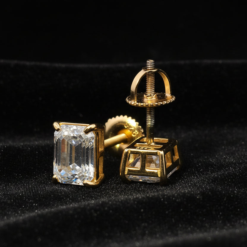 Moissanite 3.00 ctw Emerald Cut Earrings