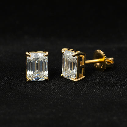 Moissanite 3.00 ctw Emerald Cut Earrings