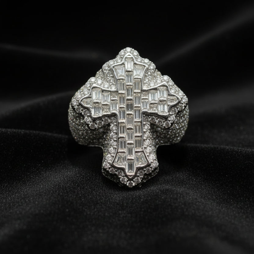 Moissanite 4.23 ctw Baguette Cross Ring