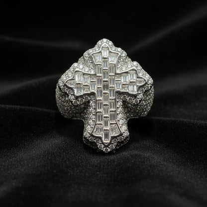 Moissanite 4.23 ctw Baguette Cross Ring