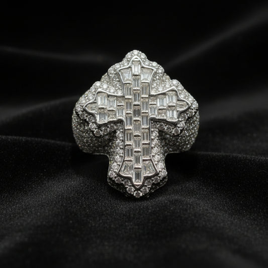 Moissanite 4.23 ctw Baguette Cross Ring