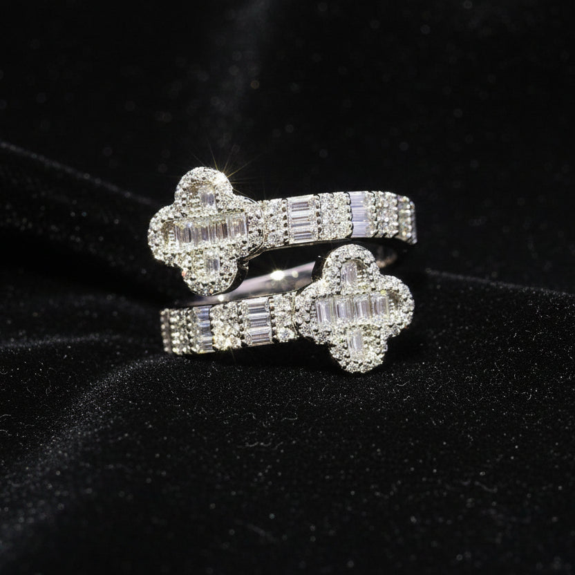 Moissanite 1.11ctw Baguette Cross Ring