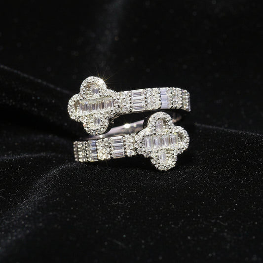 Moissanite 1.11ctw Baguette Cross Ring