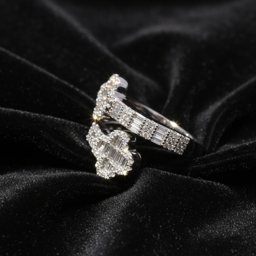 Moissanite 1.11ctw Baguette Cross Ring
