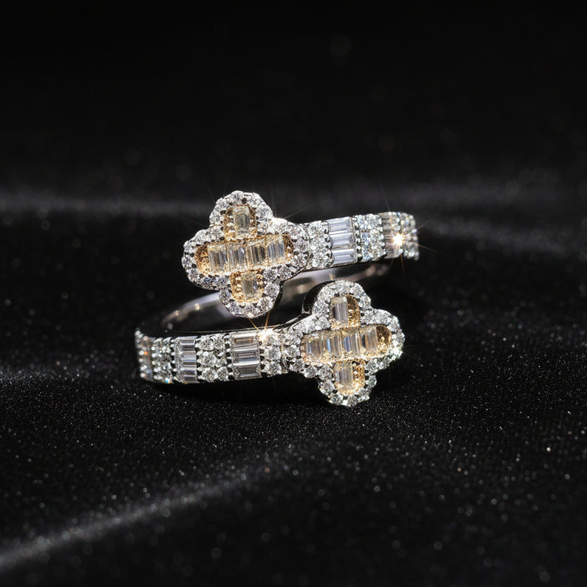 Moissanite 1.11ctw Baguette Cross Ring