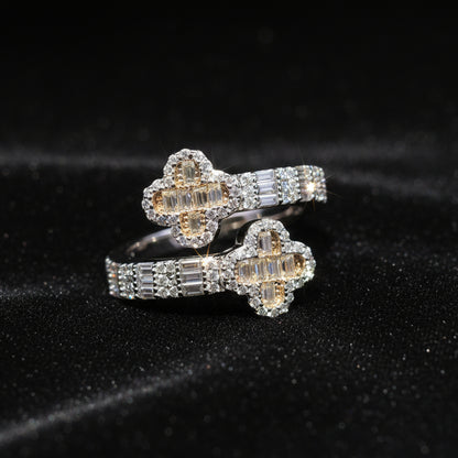 Moissanite 1.11ctw Baguette Cross Ring