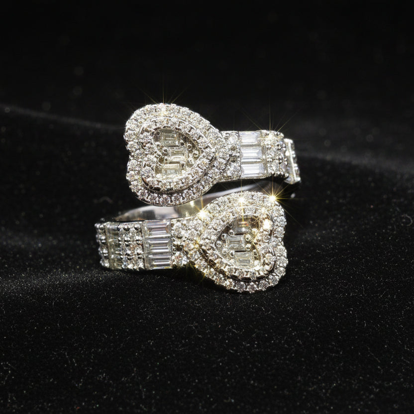 Moissanite 2.60 ctw Cuff Heart Ring