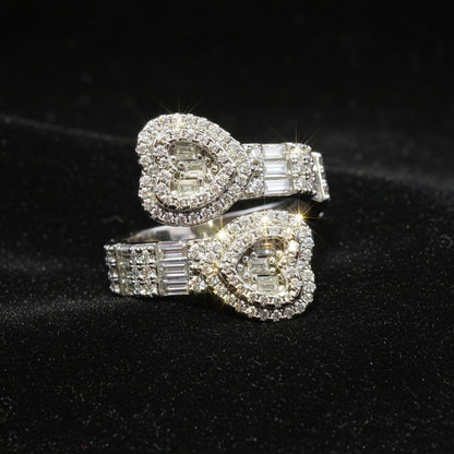 Moissanite 2.60 ctw Cuff Heart Ring