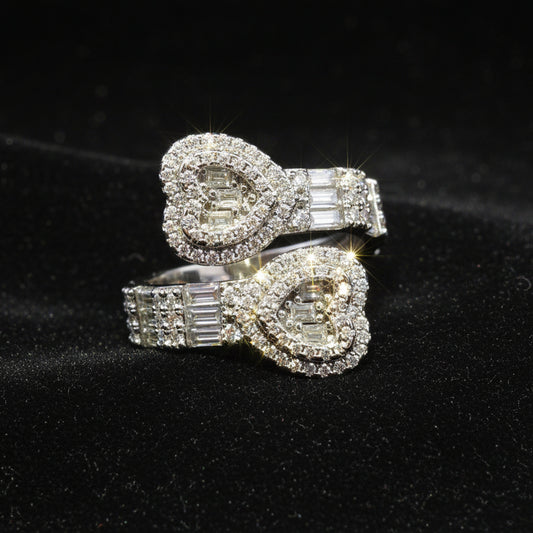 Moissanite 2.60 ctw Cuff Heart Ring