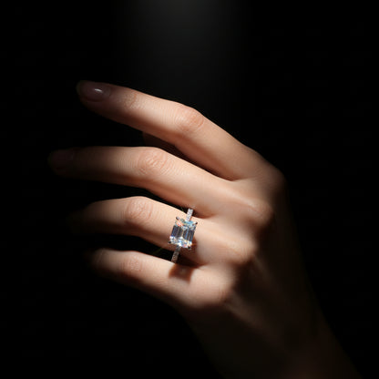 Moissanite 3.28 ctw Emerald Ring