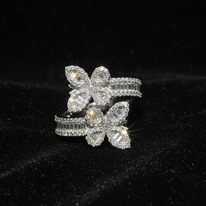 Moissanite 1.40 ctw V2 Cuff Butterfly Ring