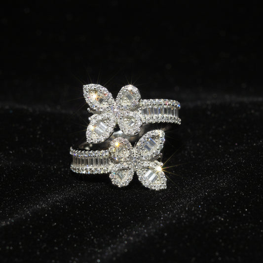 Moissanite 1.40 ctw V2 Cuff Butterfly Ring