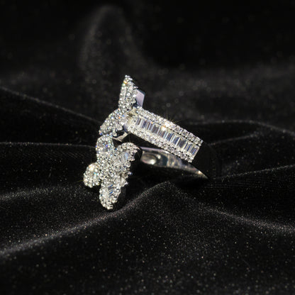 Moissanite 1.40 ctw V2 Cuff Butterfly Ring