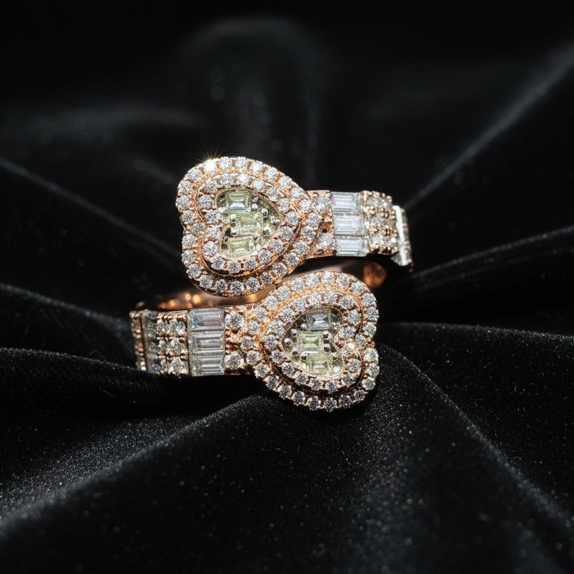 Moissanite 2.60 ctw Cuff Heart Ring