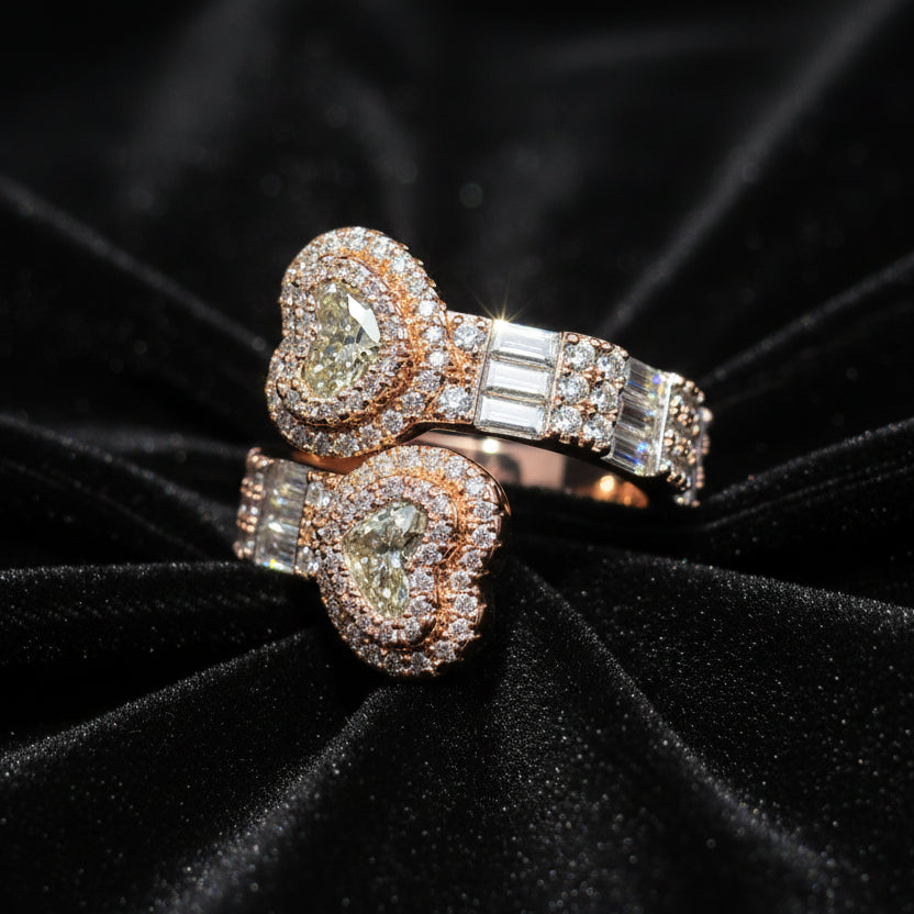 Moissanite 2.60 ctw Cuff Heart Ring