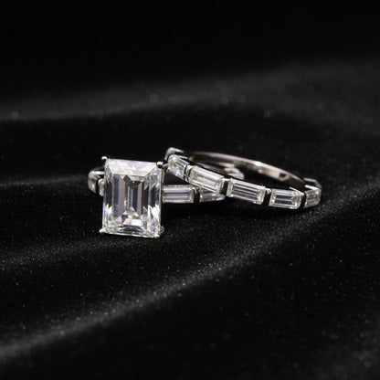 Moissanite 6.56ctw Emerald Cut 2 in 1 Ring