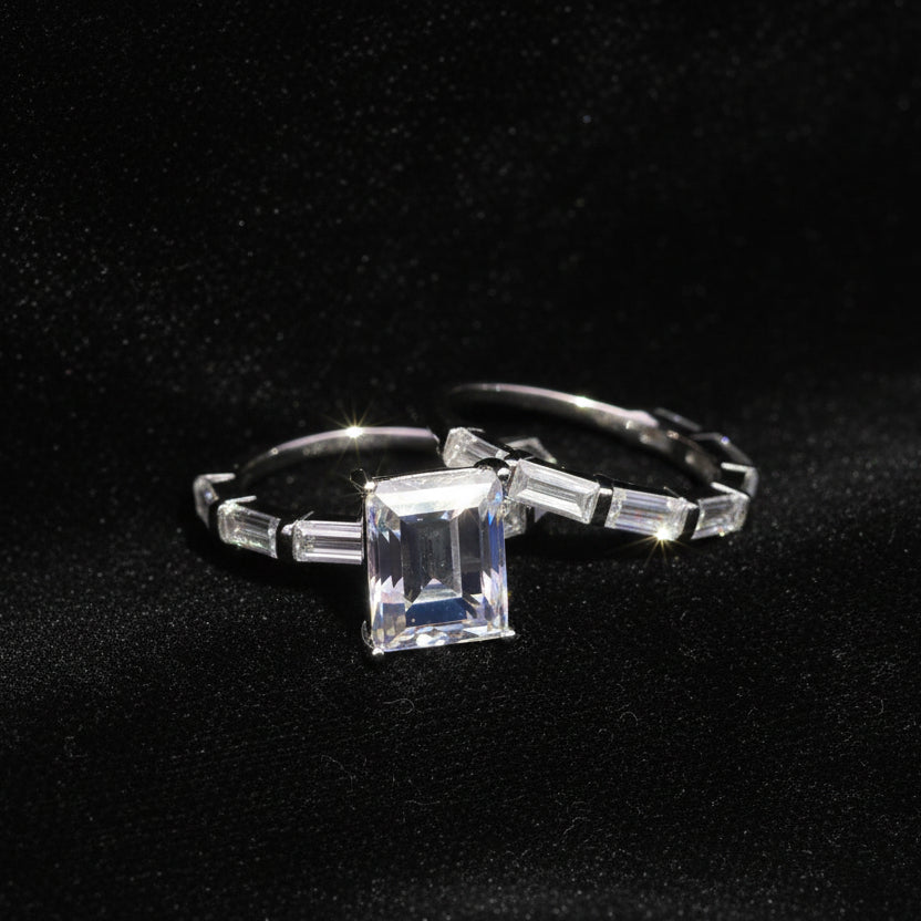 Moissanite 6.56ctw Emerald Cut 2 in 1 Ring