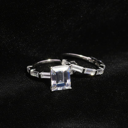 Moissanite 6.56ctw Emerald Cut 2 in 1 Ring