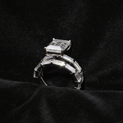 Moissanite 6.56ctw Emerald Cut 2 in 1 Ring