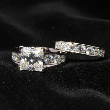 Moissanite 2.05 ctw Prince Cut Ring with Band