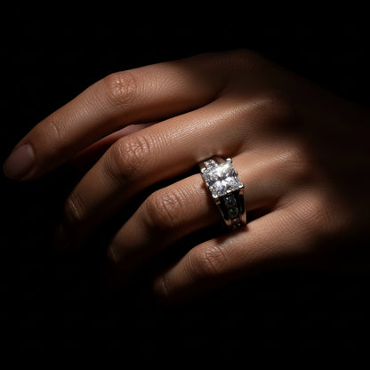 Moissanite 2.05 ctw Prince Cut Ring with Band