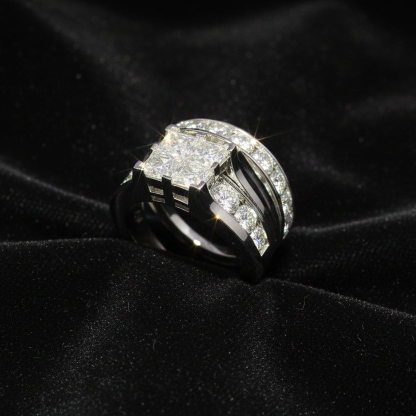 Moissanite 2.05 ctw Prince Cut Ring with Band