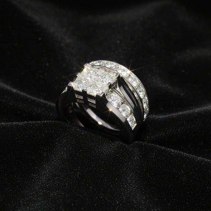 Moissanite 2.05 ctw Prince Cut Ring with Band