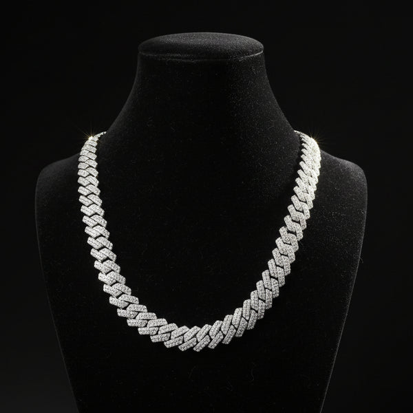 10mm Moissanite Curb Cuban Chain 18in