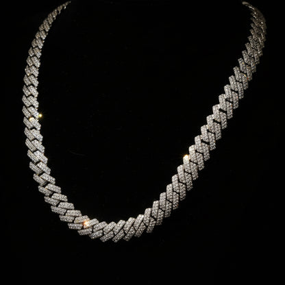 10mm Moissanite Curb Cuban Chain 18in