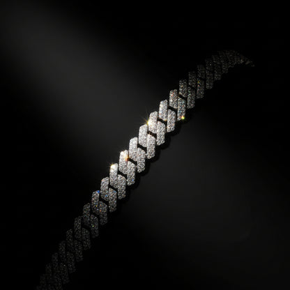 10mm Moissanite Curb Cuban Chain 18in