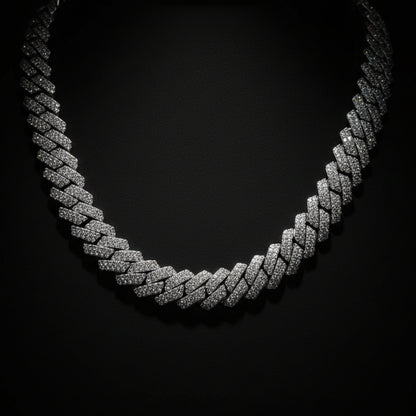 10mm Moissanite Curb Cuban Chain 18in