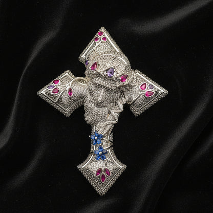 Moissanite 7.40 ctw Jesus Face Cross Pendant