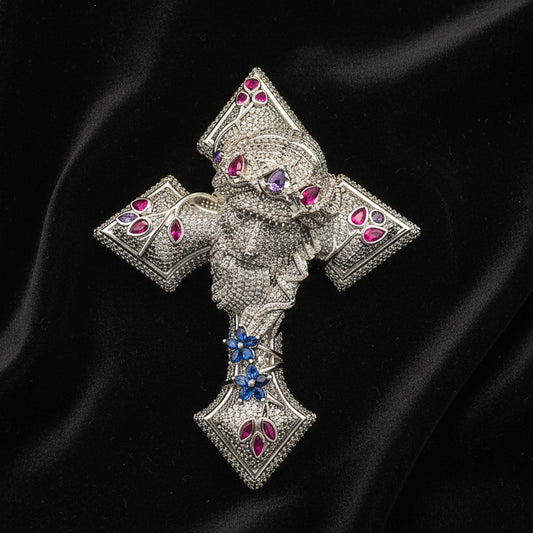 Moissanite 7.40 ctw Jesus Face Cross Pendant