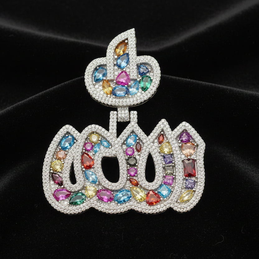 Moissanite 4.42 ctw Fancy Cut Color Allah Pendant