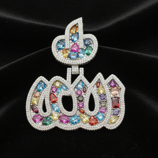 Moissanite 4.42 ctw Fancy Cut Color Allah Pendant