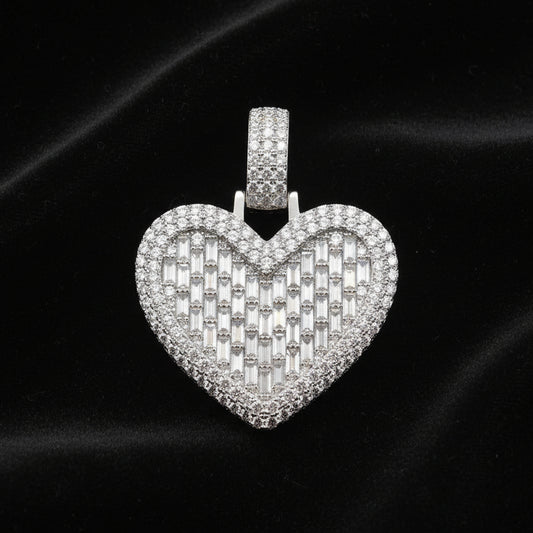 Moissanite 5.7 ctw Baguette Heart Shape Pendant